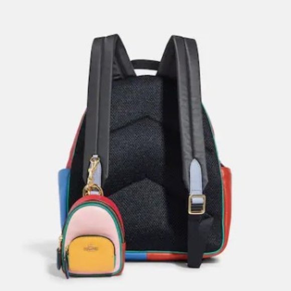 NWT Coach Mini Court Backpack Bag Charm In Colorblock Coin Purse Wallet Case - Picture 2 of 4